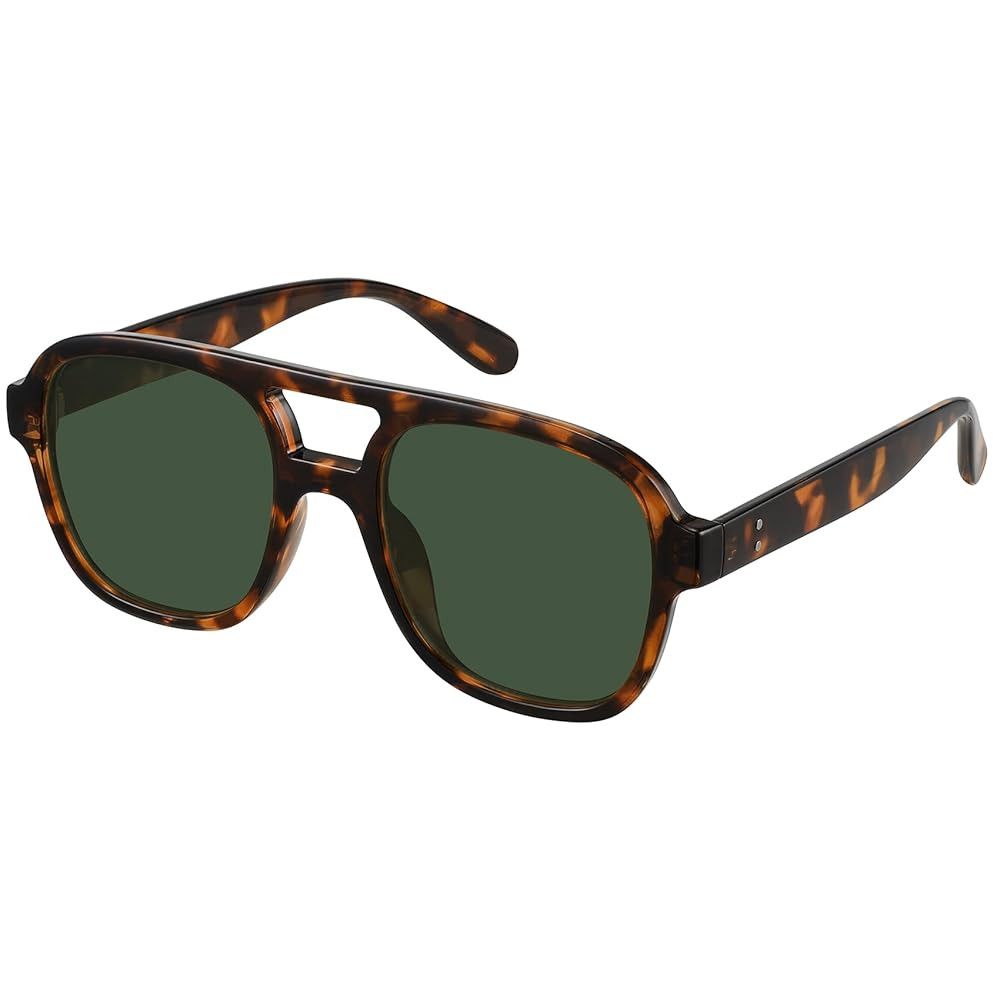 Retro Oversized Aviator Sunglasses Women Trendy Vintage Square Large Tangle Free Aviators Double ... | Amazon (US)