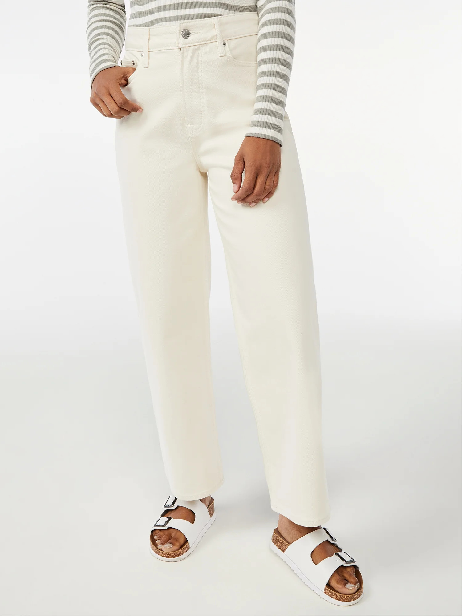 Free Assembly Women's Cropped Wide Straight Jeans | Walmart (US)