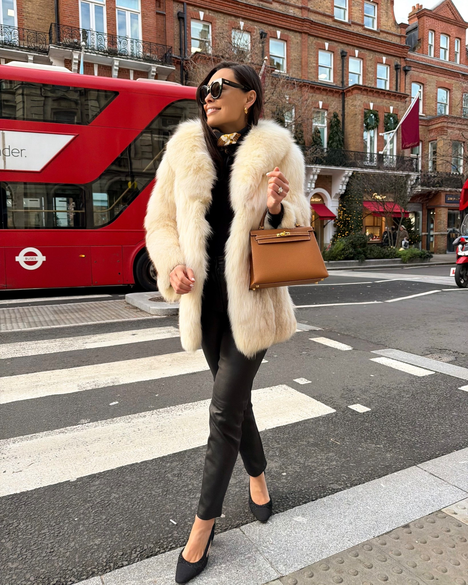 Vintage coat, similar below! Winter outfit, London outfit, Hermes Kelly, Chanel sling back pumps, Kat Jamieson style. 

#LTKHoliday #LTKdayinmylife #LTKootd