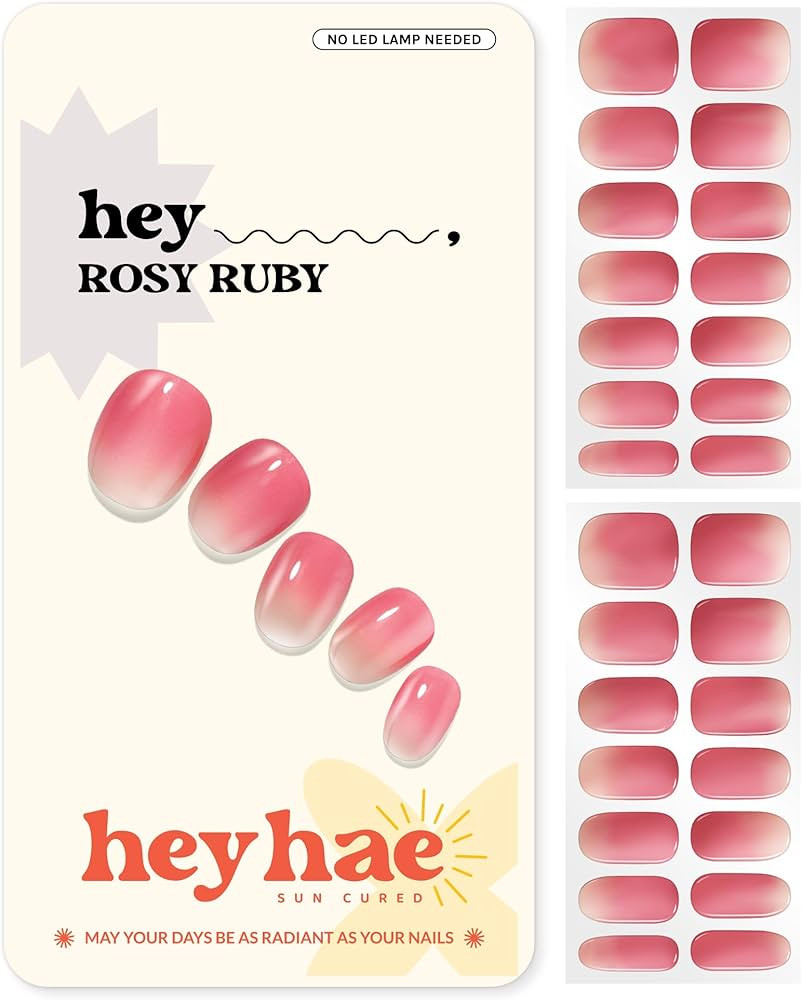 Heyhae Semi Cured Gel Nail Strips | Sun-Cured No LED Lamp Needed Easy Apply & Remove | Includes 2... | Amazon (US)