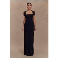 Wyatt Slinky And Mesh Maxi Dress - Black I MESHKI I Size S | MESHKI US