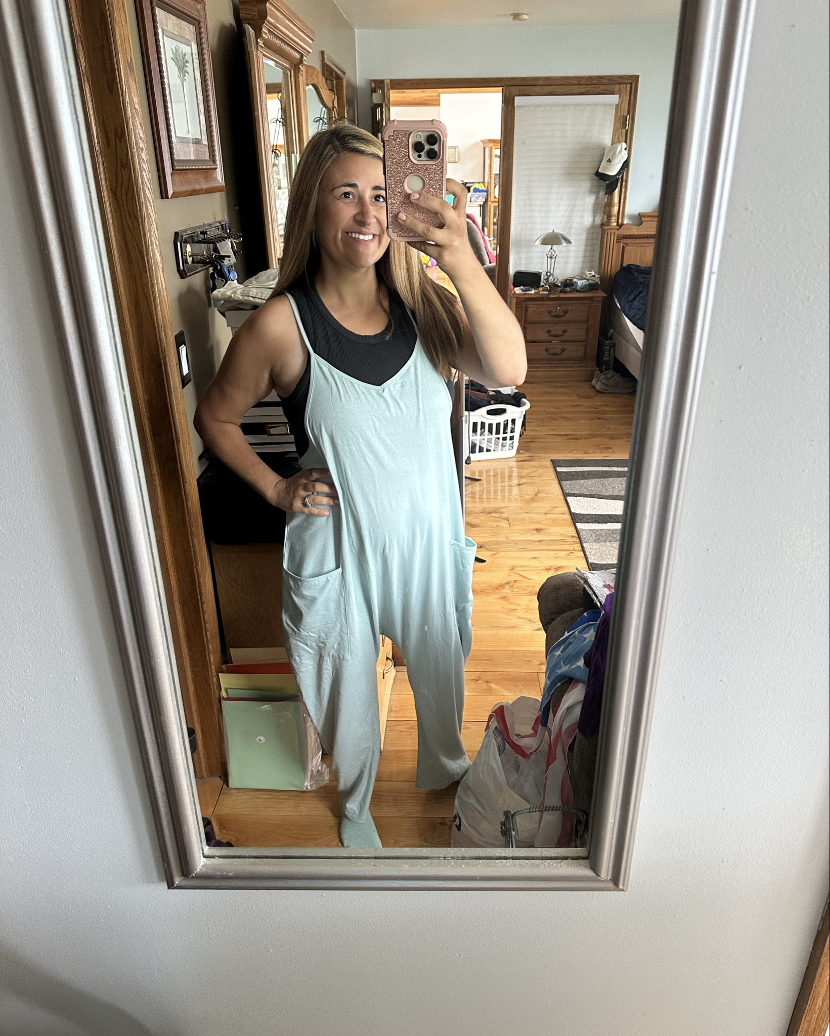Love this long pants overalls! It's so comfy I am wearing a size medium! Could do a small as well for more fitted if needed!! Love the room in it! 

#LTKFindsUnder50 #LTKBeauty