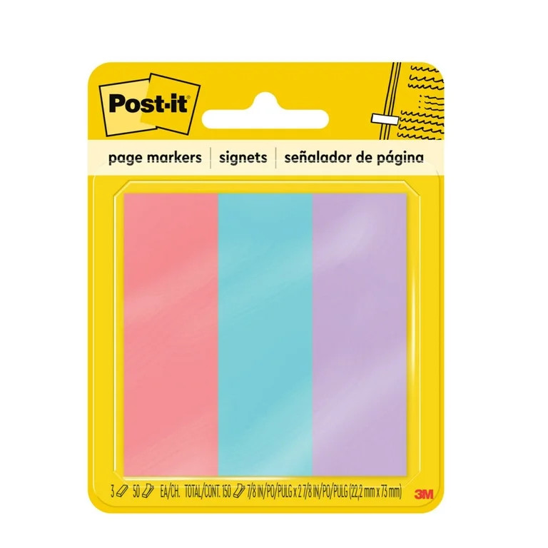 Post-it Page Markers, Assorted Colors , 1 in. x 3 in., 3 Pads | Walmart (US)