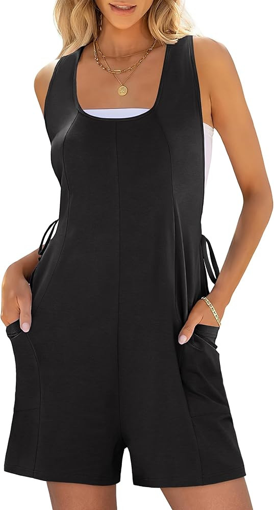 ANRABESS Rompers for Women 2025 Summer Casual Loose Sleeveless Back Adjustable Jumpsuit Short Ove... | Amazon (US)