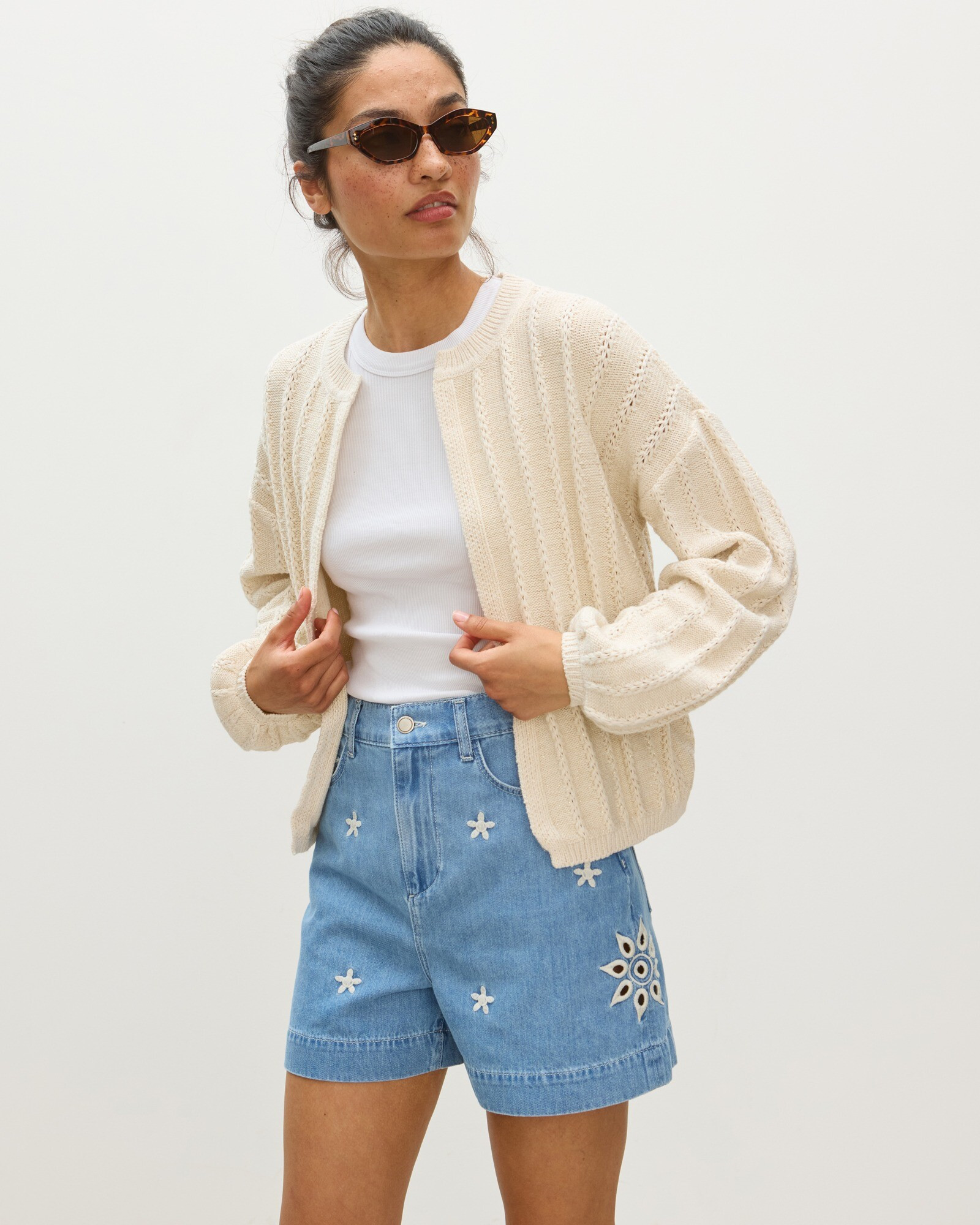 Cream Open Front Knitted Cardigan, size 12 | Oliver Bonas (Global)