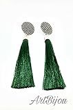 Green Tassel Earrings, Dangle, Long, Modern, Elegant, Chic, Gift, Present, Women | Amazon (US)