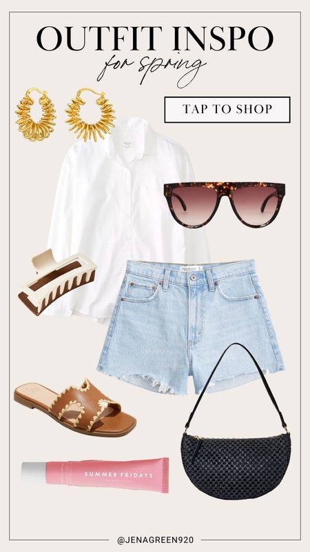 Outfit Inspo | Spring Outfit | Casual Summer Outfit | Denim Shorts | White Button Up | Black Summer Purse 

#LTKfindsunder100 #LTKitbag #LTKshoecrush