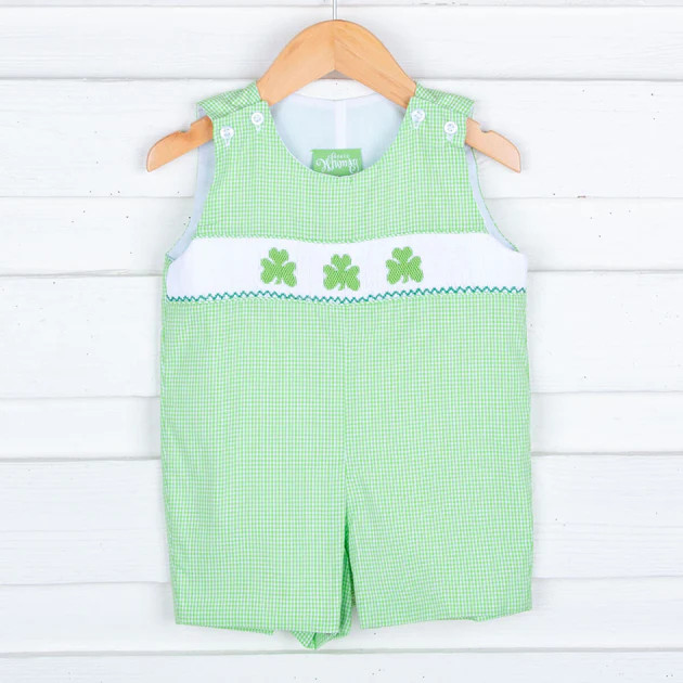 Clover Smocked Green Gingham Jon Jon | Classic Whimsy