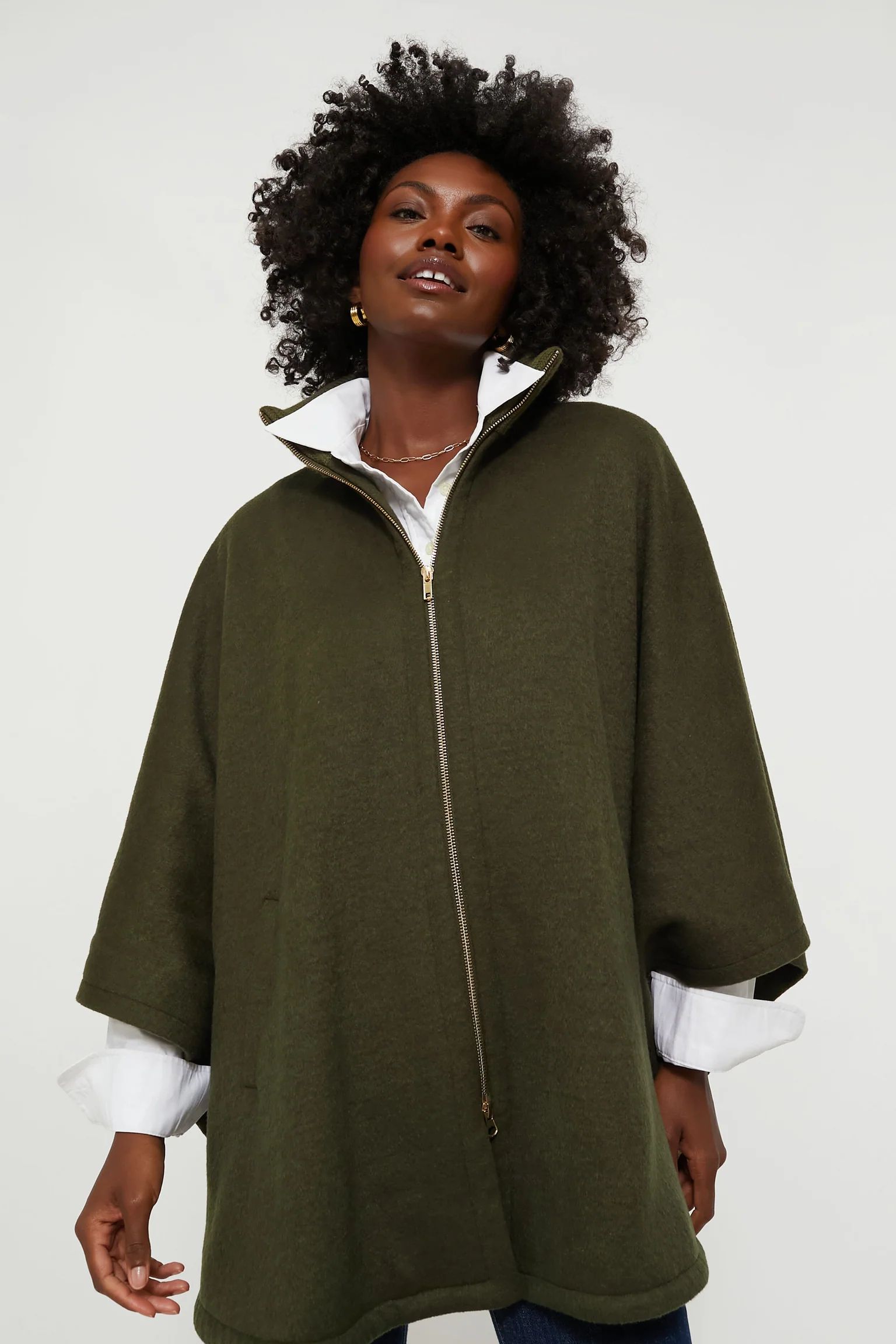 Olive Full Zip Huntington Poncho | Tuckernuck (US)