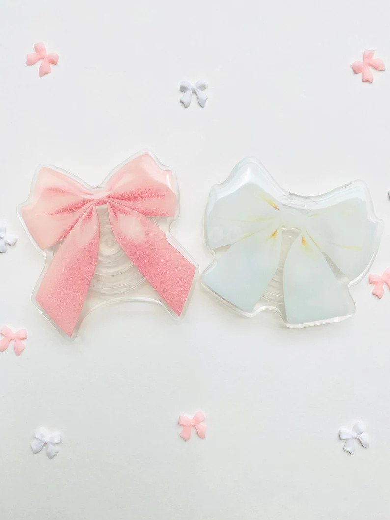 Hair Bow Phone Grip | Ribbon Bow Phone Grip | Pink Bow Phone Grip | White Bow Phone Grip | Coquet... | Etsy (US)