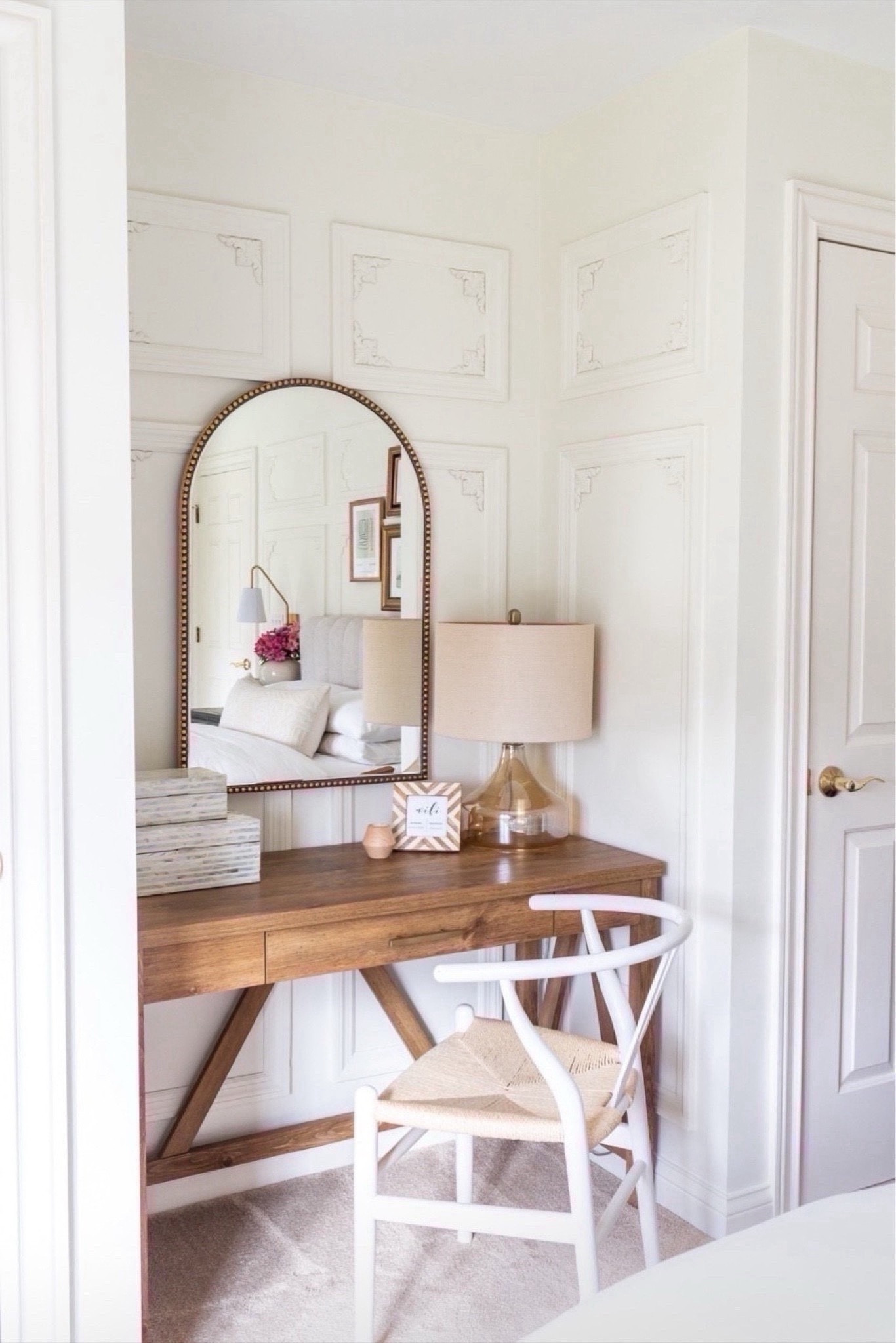 Love this corner in our guest bedroom! It gives our guests a nice place to get ready before a long day of activities we have planned! 

Guest bedroom makeover, guest bedroom decor, bedroom design, bedroom makeover, white bedding, neutral bedroom, neutral guest bedroom, makeup vanity#LTKFind 

#LTKhome #LTKstyletip