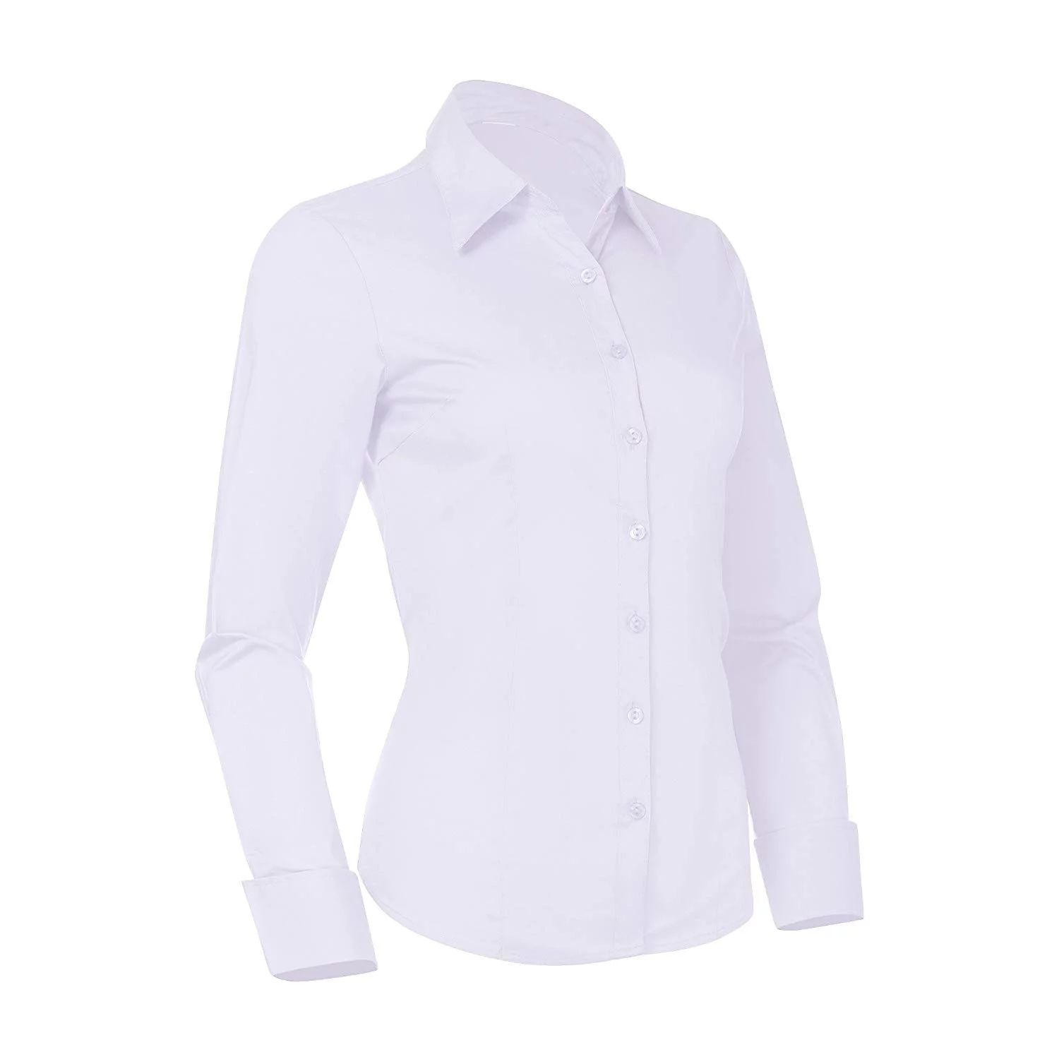 Pier 17 Button Down Shirts for Women, Fitted Long Sleeve Tailored Shirt Blouse (X-Small, White) -... | Walmart (US)