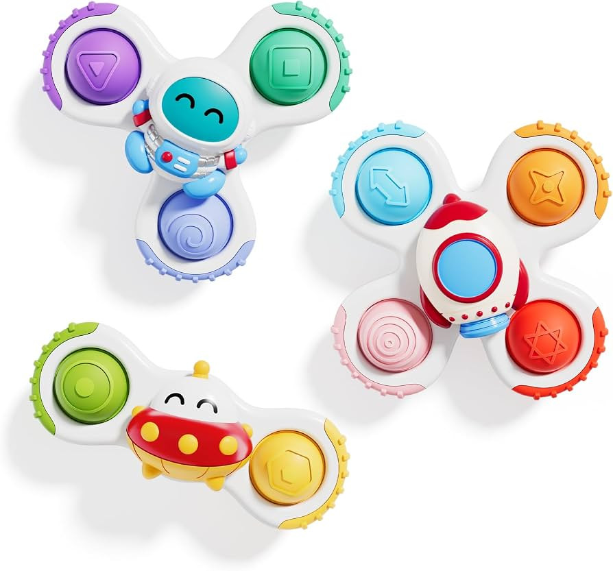 ALASOU 3PCS Pop Suction Cup Spinner Sensory Airplane Travel Toys for 1 Year Old Boy Girl Infant T... | Amazon (US)