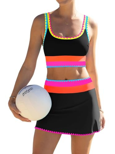 popvil High Waisted Bikini Sets for Women 3 Piece Swimsuits Tummy Control Bathing Suits with Skirt Beach Vacation 2026 Black Red M | Amazon (US)