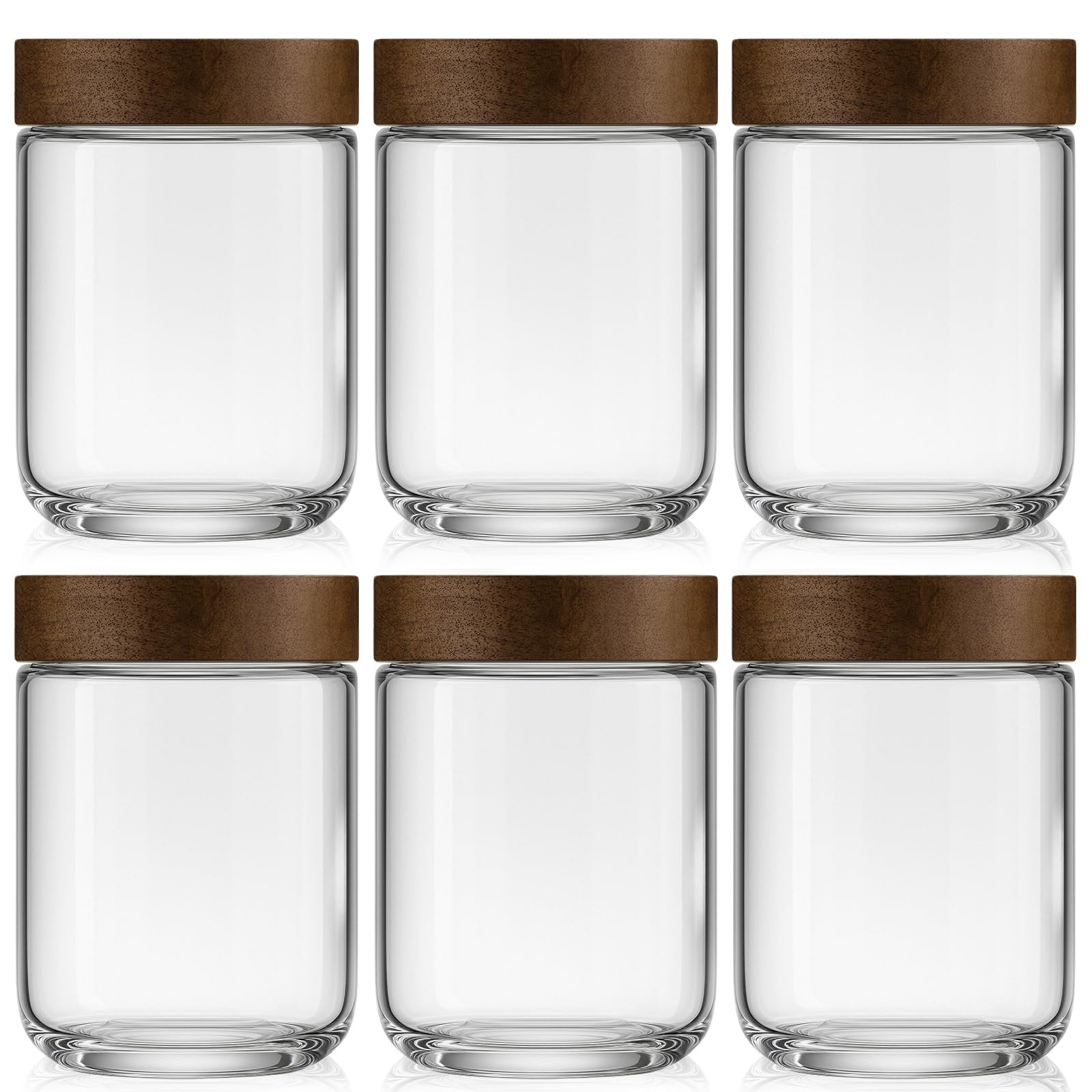 16oz 6 Pack Overnight Oats Containers with Lids, Glass Mason Jars with Acacia Wood Airtight Lids,... | Amazon (US)