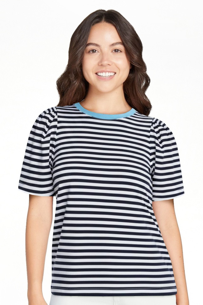 Free Assembly Women's and Women's Plus Crewneck Tee with Puff Sleeves, XS-4X | Walmart (US)