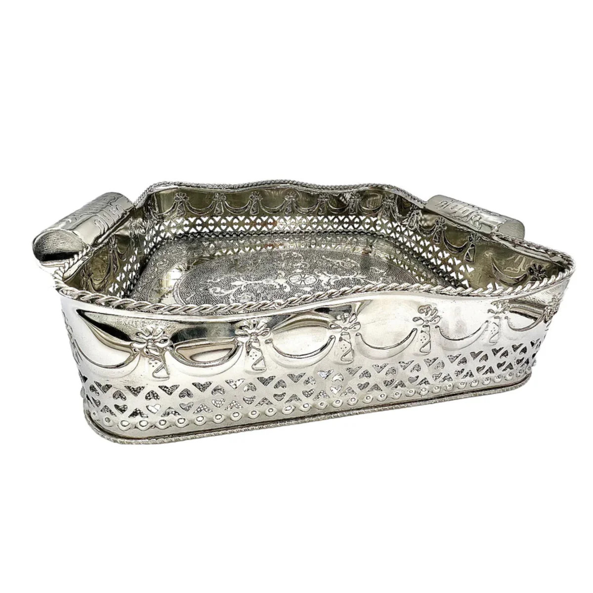 Small Polished Nickel Embossed Tray | The Well Appointed House, LLC