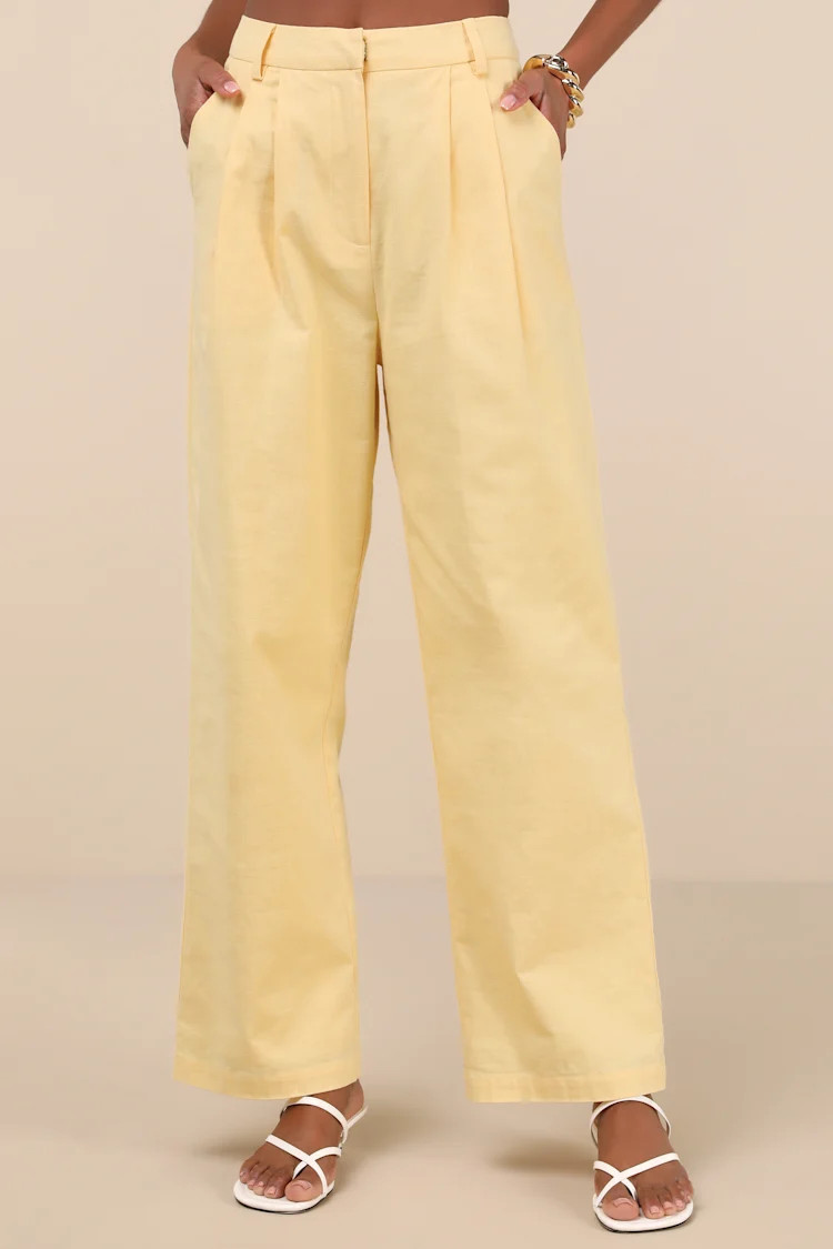 Natural Poise Yellow Straight Leg Pants | Lulus