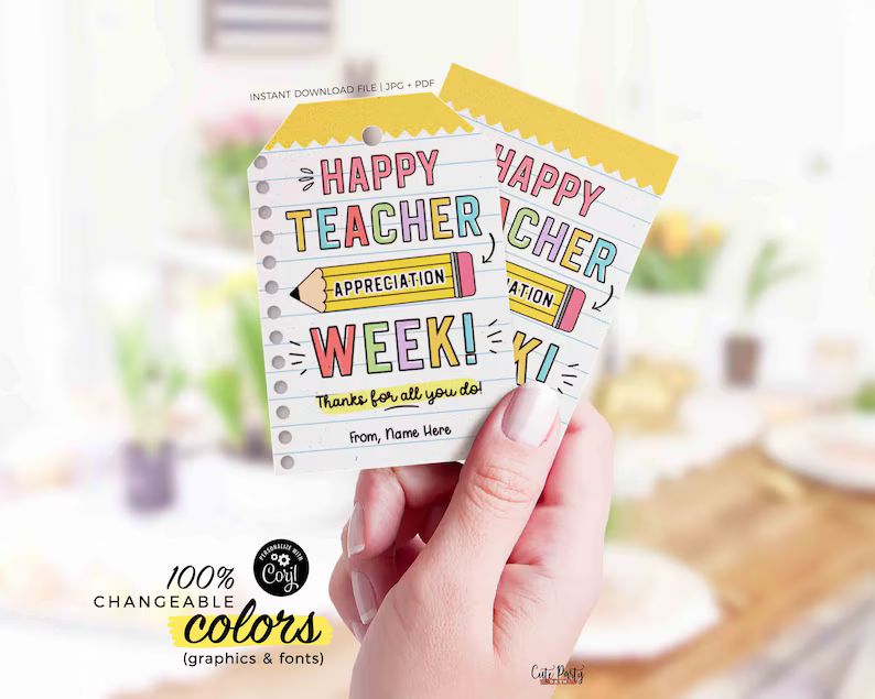 Teacher Appreciation Week Gift Tag Printable Gift for Teachers Gift Box Thank You Card Editable T... | Etsy (US)