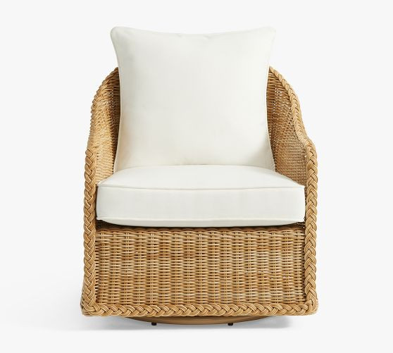 Westport Wicker Swivel Outdoor Lounge Chair | Pottery Barn (US)