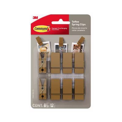 Command Spring Clips 8 Hooks and 12 Strips Toffee | Target