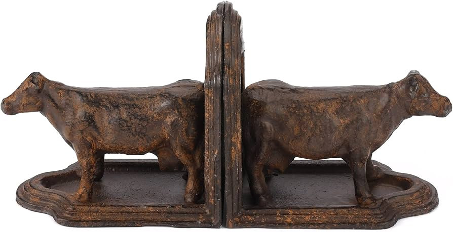Phaxth Cow Bookends Decorative, Farmhouse Antique Book Ends, Set of 2 | Amazon (US)