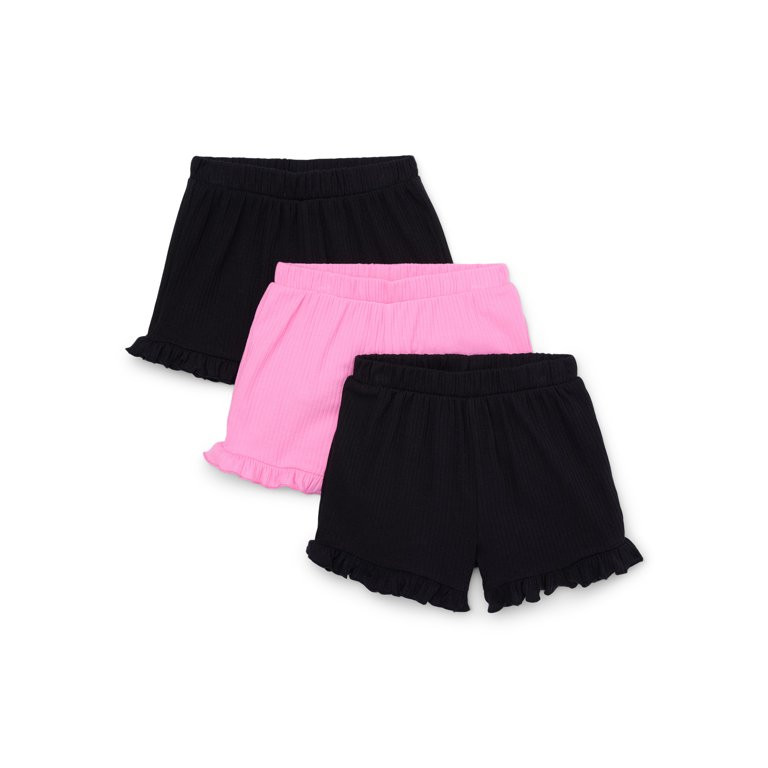 Garanimals Toddler Girls Ribbed Ruffle Shorts, 3-Pack, Sizes 18M-5T | Walmart (US)