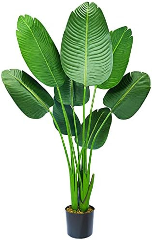 HAIHONG Artificial Bird of Paradise Plant 4 Feet Faux Palm Tree with 8 Trunks Faux Tree for Indoo... | Amazon (US)