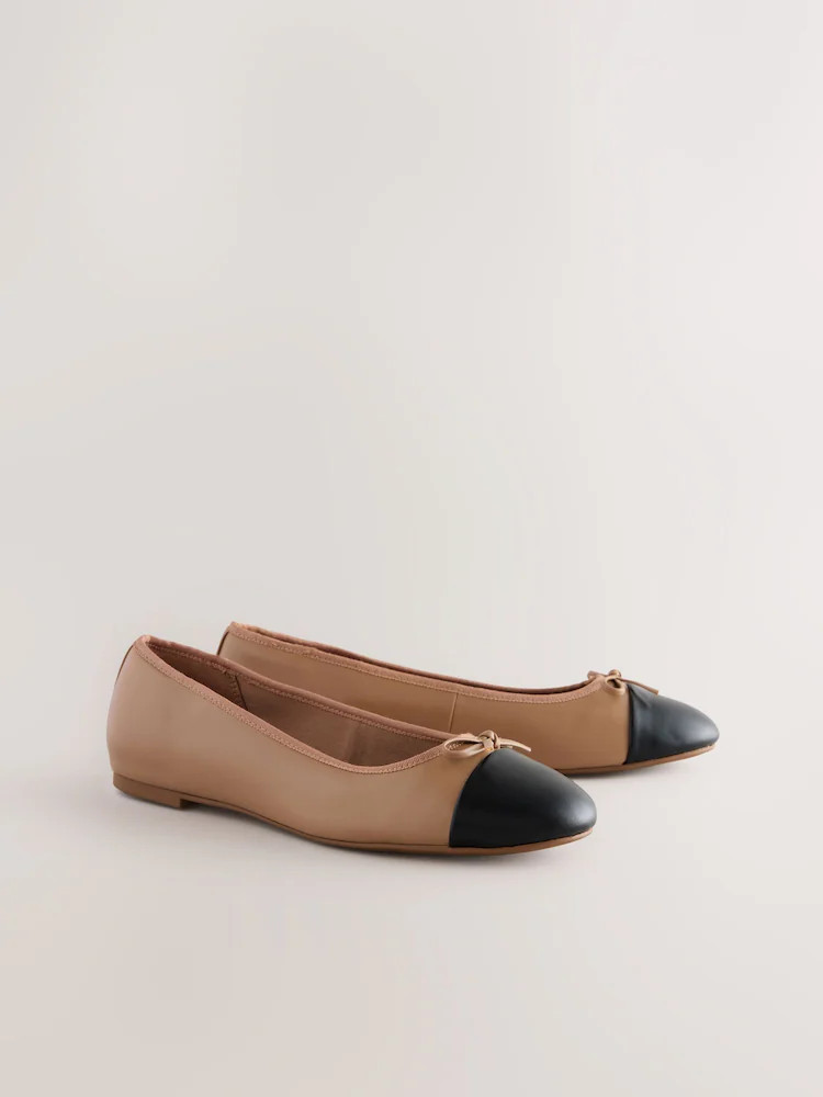 Buy Beige Standard/Wide Fit Round Toe Ballerina Shoes from Next Ireland | Next EU