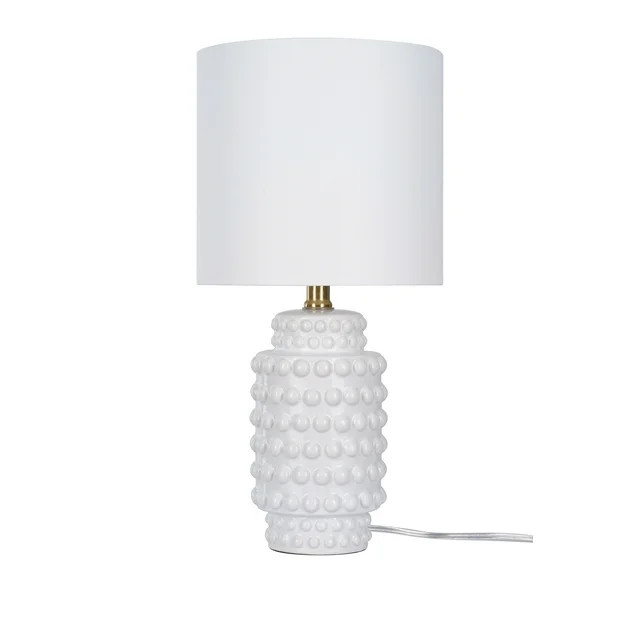 My Texas House Hob-Nail Ceramic Table Lamp, White Finish with Brass Accents, 18" H - Walmart.com | Walmart (US)