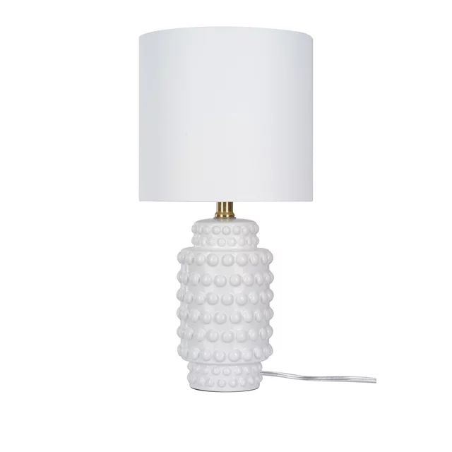 My Texas House Hob-Nail Ceramic Table Lamp, White Finish with Brass Accents, 18" H - Walmart.com | Walmart (US)