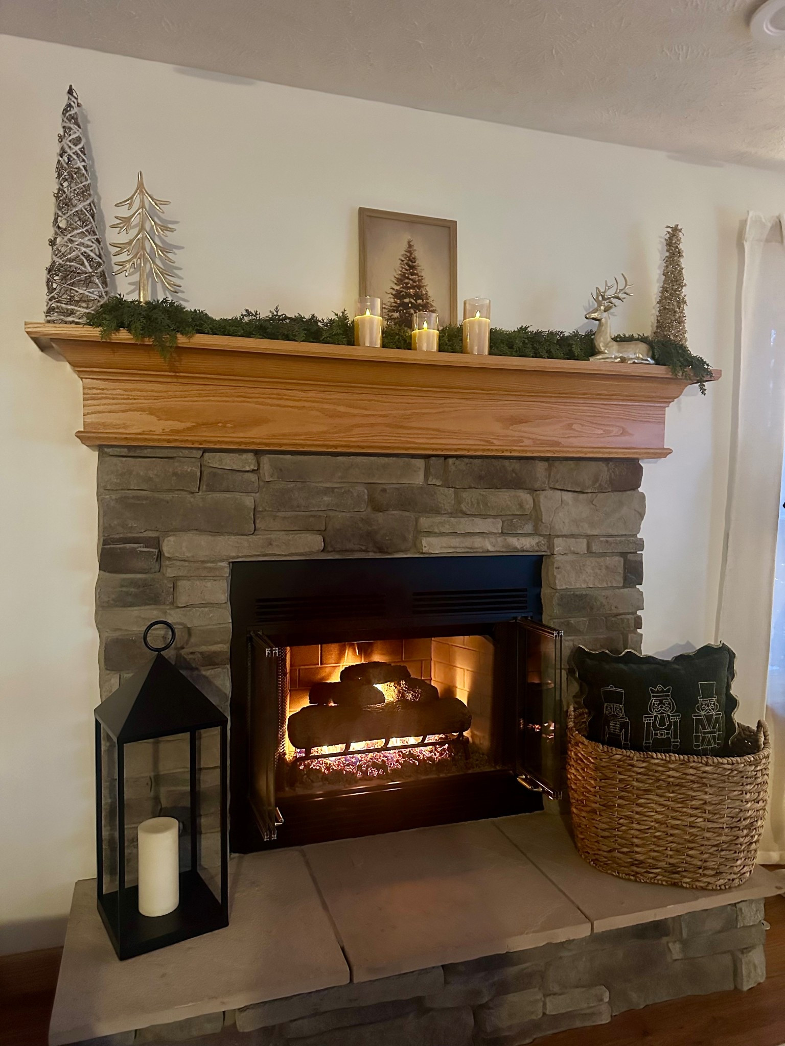 Cozy fireplace decor 💚🎄

#LTKHoliday #LTKGiftGuide