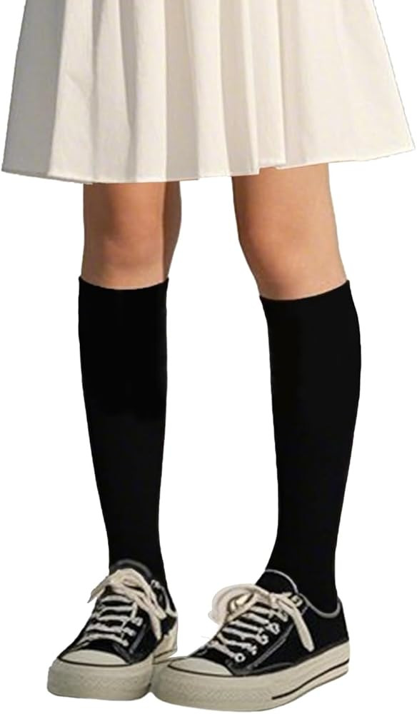 COTTON DAY 3 Pack Kids Girls Unisex Soft Knee High School Uniform Dress Socks Seamless Toe Black ... | Amazon (US)