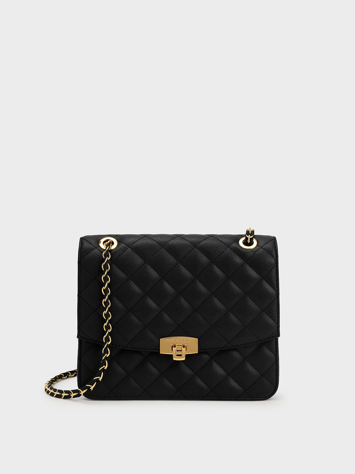 Quilted Push-Lock Clutch Bag | Charles & Keith US