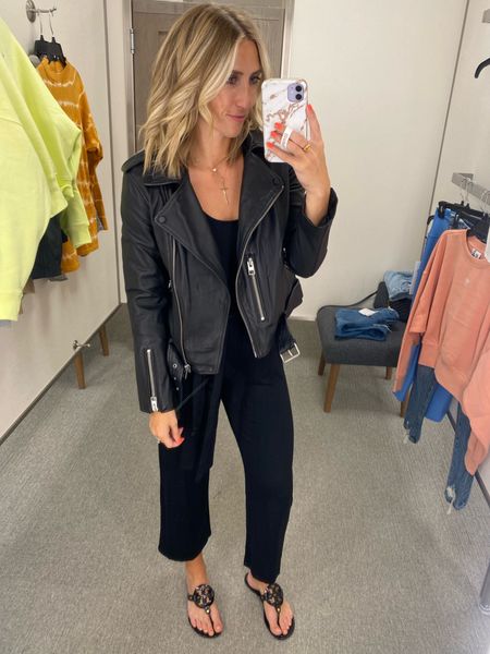 My go-to AllSaints black leather jacket is included in this year’s Nordstrom anniversary sale again! Wearing a size 6 & can comfortably wear sweaters under. Jumpsuit is a size XS. 

#LTKxNSale #LTKstyletip #LTKunder100