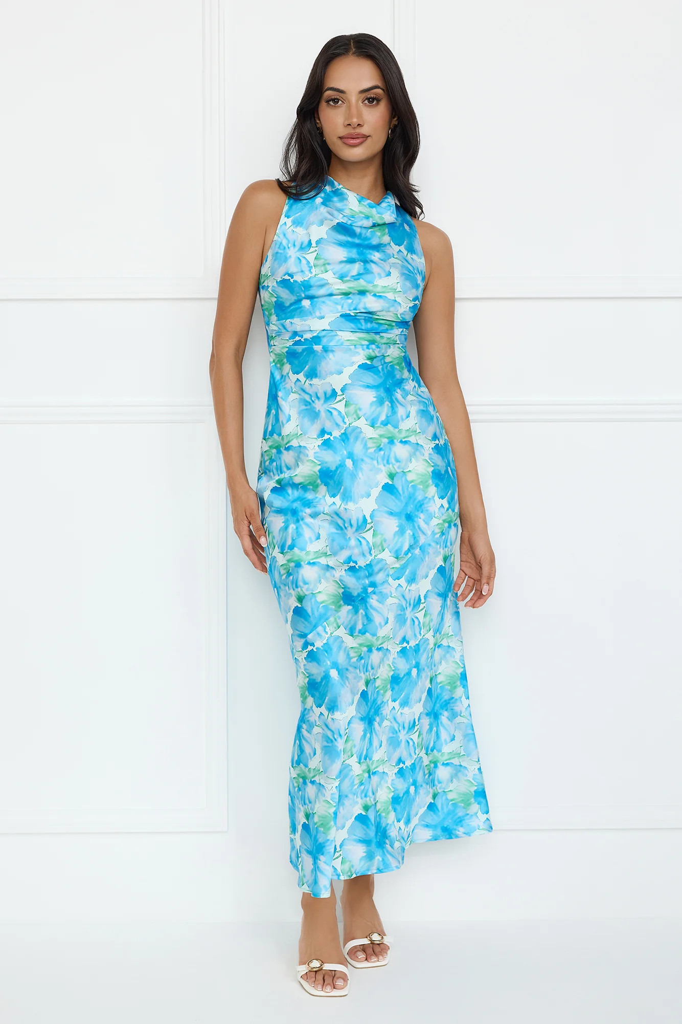 Ocean Spark Satin Maxi Dress Blue | Hello Molly (US)
