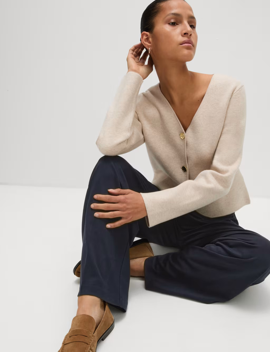 Jersey Wide Leg Trousers with Stretch | Marks & Spencer (UK)