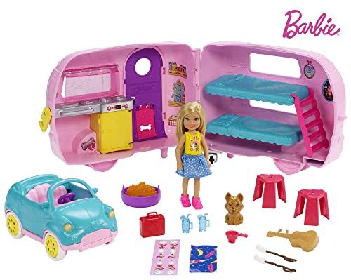 Barbie Club Chelsea Camper Playset with Chelsea Doll, Puppy, Car, Camper, Firepit, Guitar and 10 Acc | Amazon (CA)