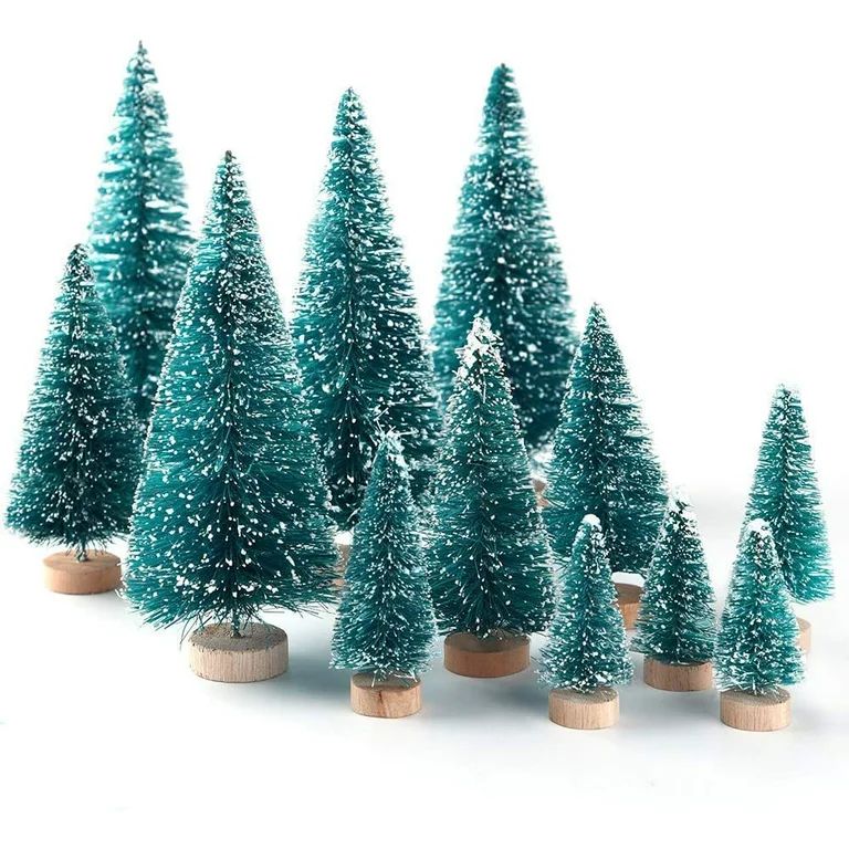 16 Pieces Artificial Mini Christmas Tree Sisal Snow Trees Bottle Brush Christmas Trees Pine Trees... | Walmart (US)