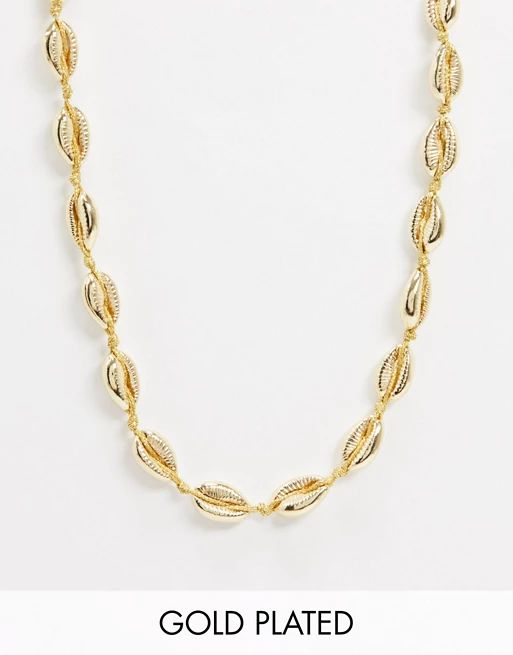 Orelia gold plated collar necklace in cowrie shell | ASOS (Global)