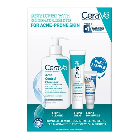 CeraVe Acne Essentials Skincare Kit, 3 Piece Set - Walmart.com | Walmart (US)