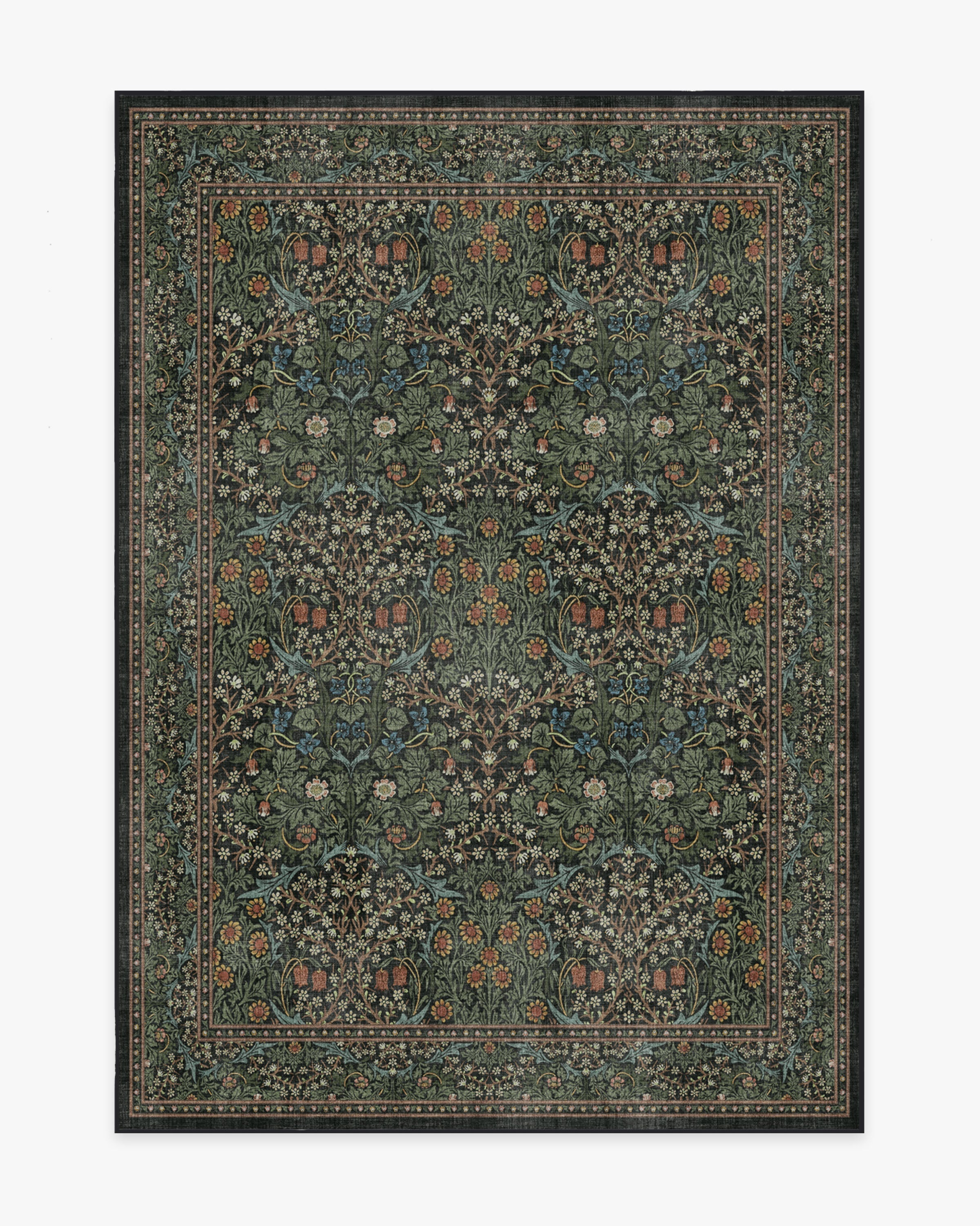 Morris & Co. Blackthorn Forest Green Rug | Ruggable