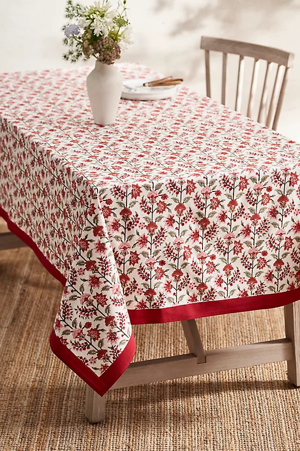 Gita Cotton Tablecloth, Ruby | Anthropologie (US)