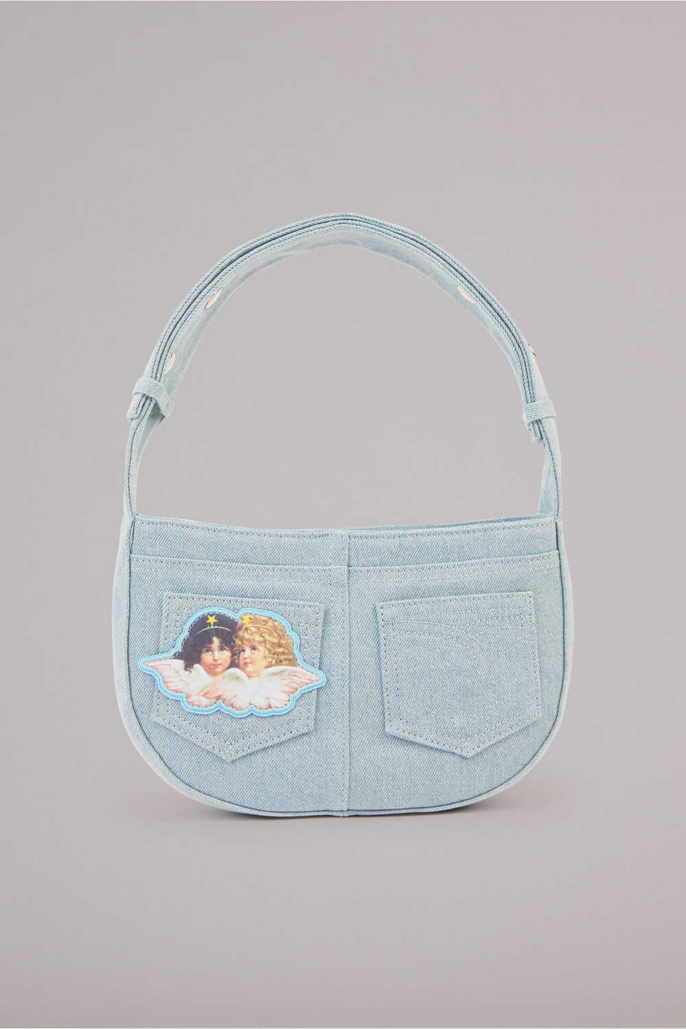 Angels Patch Denim Shoulder Bag Light Vintage | Fiorucci | Fiorucci