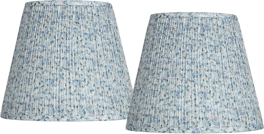Set of 2 Hardback Pleat Empire Print Lamp Shades Blue Floral Medium 8" Top x 13" Bottom x 10.75" ... | Amazon (US)