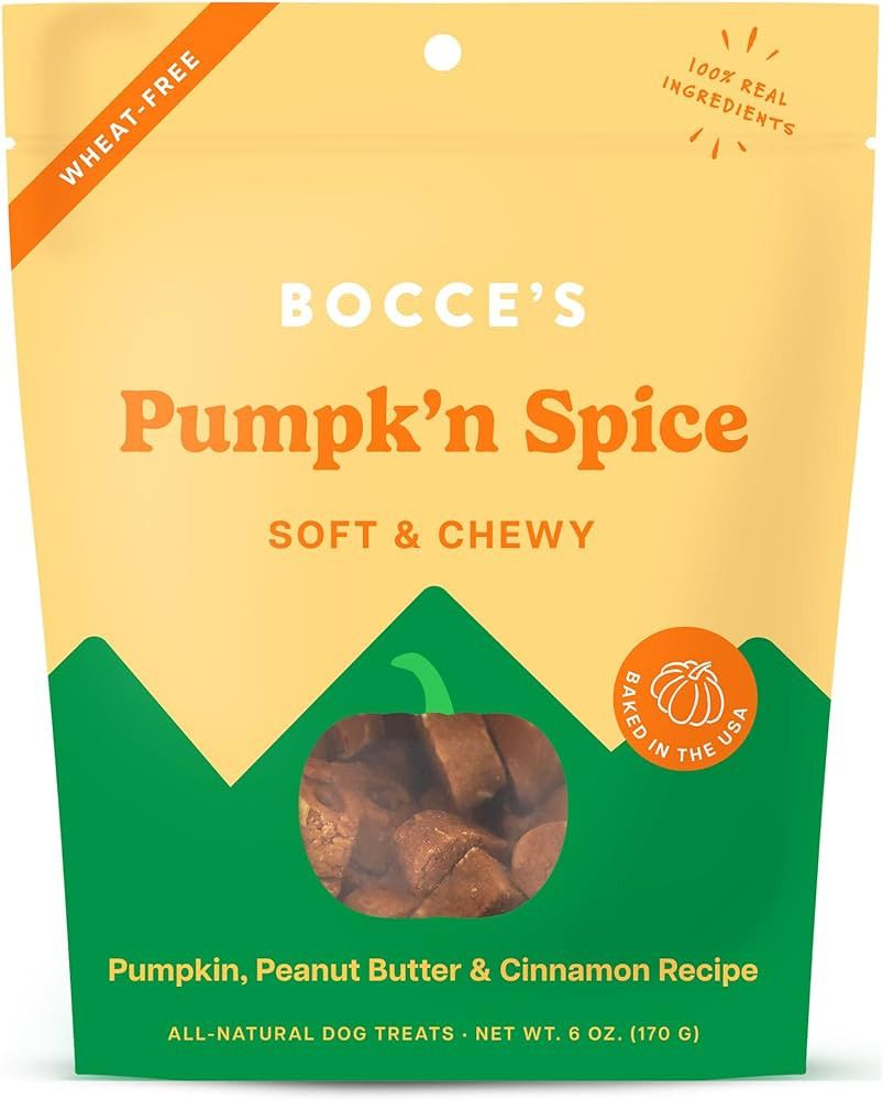 Bocce's Bakery Pumpk'n Spice Treats for Dogs, Wheat-Free Everyday Dog Treats, Made with Real Ingr... | Amazon (US)