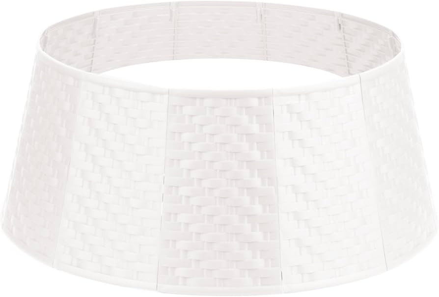 White Christmas Tree Collar: 28 inch Woven Base Cover for 12ft Real Tree Christmas Tree Decoratio... | Amazon (US)