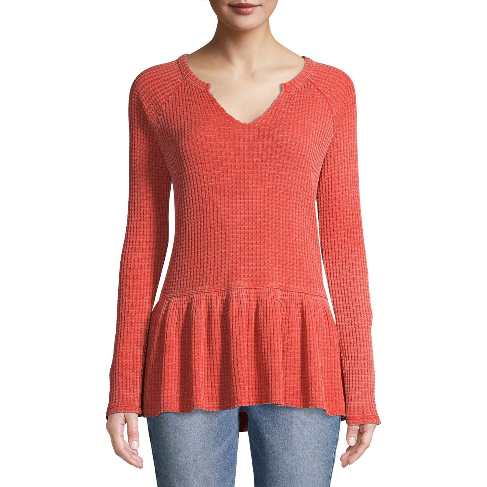 Time and Tru Women's Thermal Peplum Top | Walmart (US)