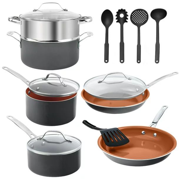 Gotham Steel Nonstick Cookware Pots and Pans Set with Utensils 15Pcs | Walmart (US)