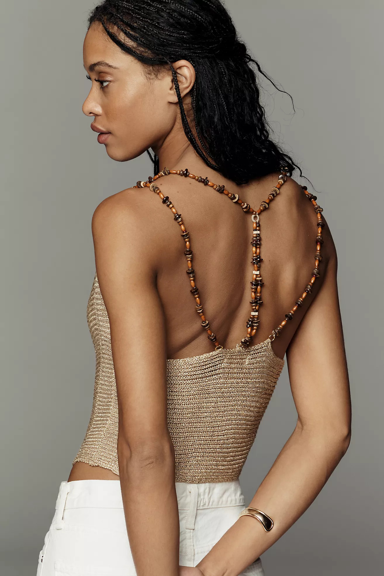 Pilcro Cowl-Neck Beaded-Strap Tank | Anthropologie (US)